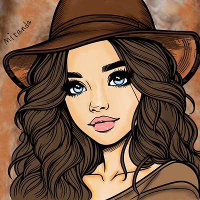 realistic girl with hat