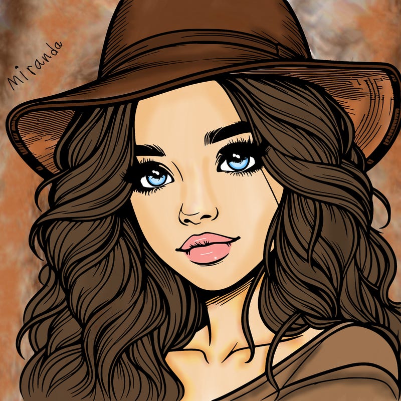 realistic girl with hat