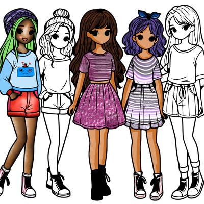 a group of five girls