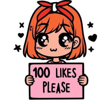 girl holding sign saying 100 likes please