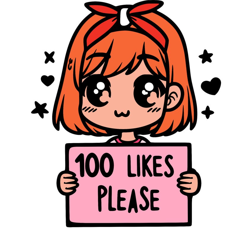 girl holding sign saying 100 likes please