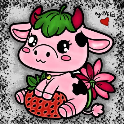 strawberry cow cute