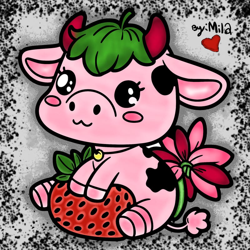strawberry cow cute