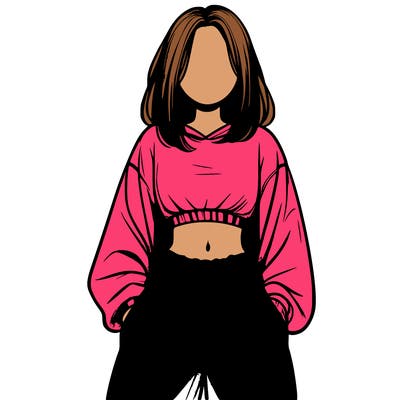realistic girl faceless with baggy pants and a crop top