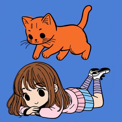 cat jumping on girl