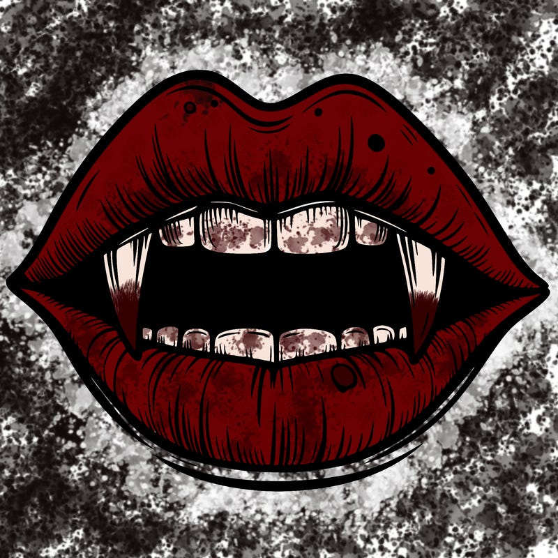 lips with vampire teeth