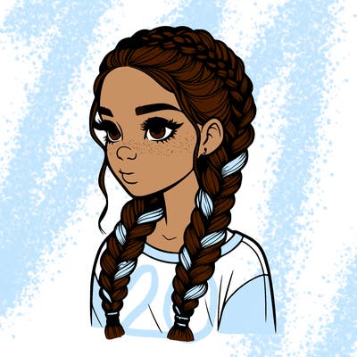 realistic girl with braids