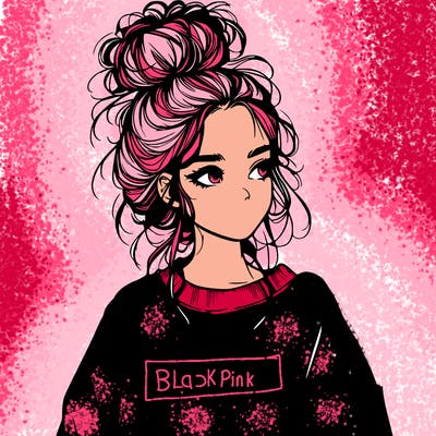 realistic girl with messy bun and oversized clothing