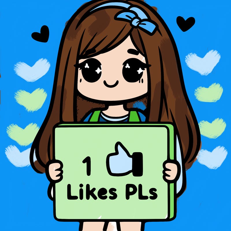 girl holding a sign saying 10 likes pls