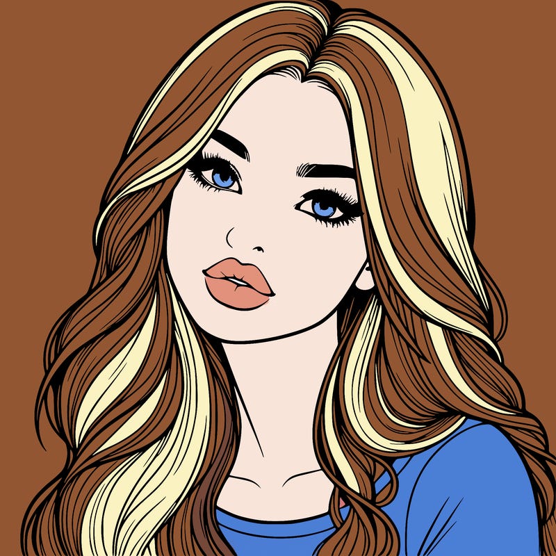 realistic girl with hair on her hair and lips