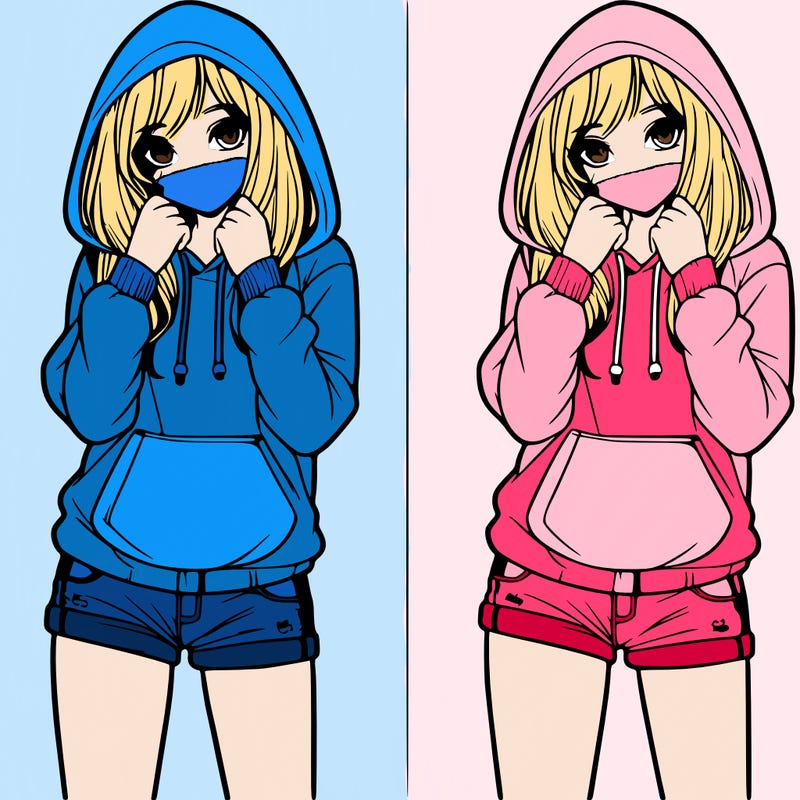 realistic girl in shorts and hoodie
