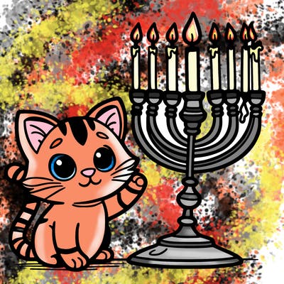 cat and menorah