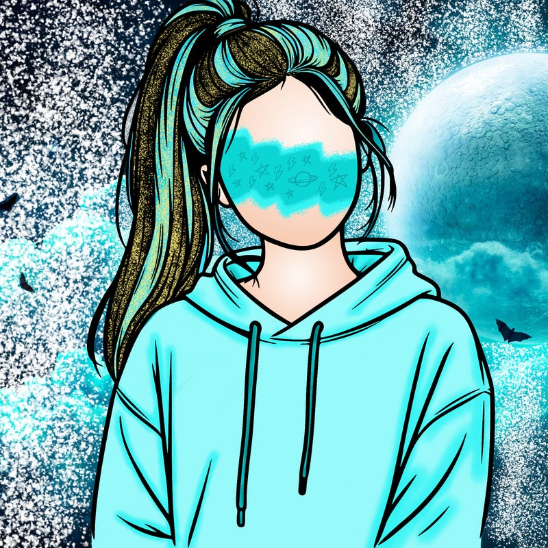 realistic faceless girl with a ponytale and sweat shirt