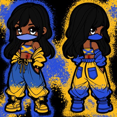 girl in crop top and baggy pants