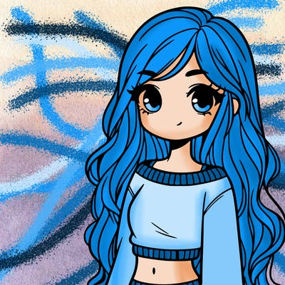 girl with long hair and a crop top with a sweater