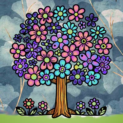 a tree made of flowers