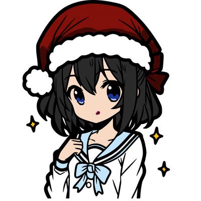anime girl wearing a santa hat