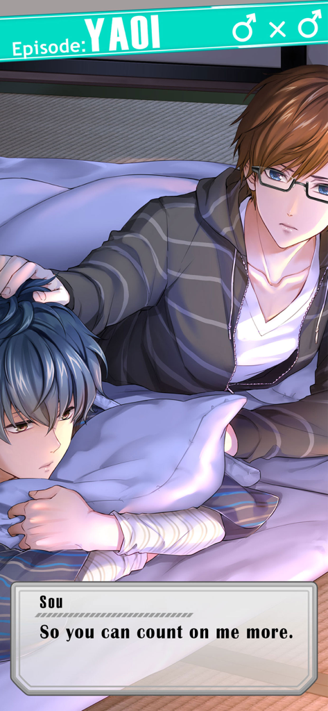 FirstLoveStory：YAOI,YURI,OTOME - A romantic scene from the Yaoi episode of First Love Story showing two anime boys lying down.