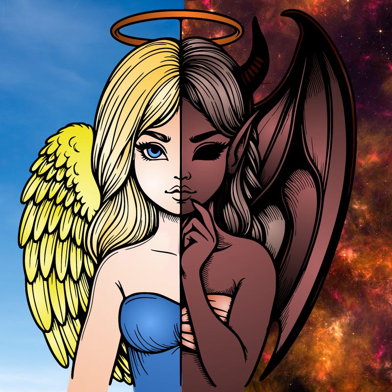 realistic angel half demon