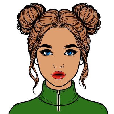 realistic woman that has space buns