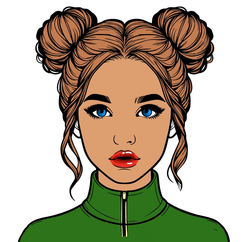 realistic woman that has space buns