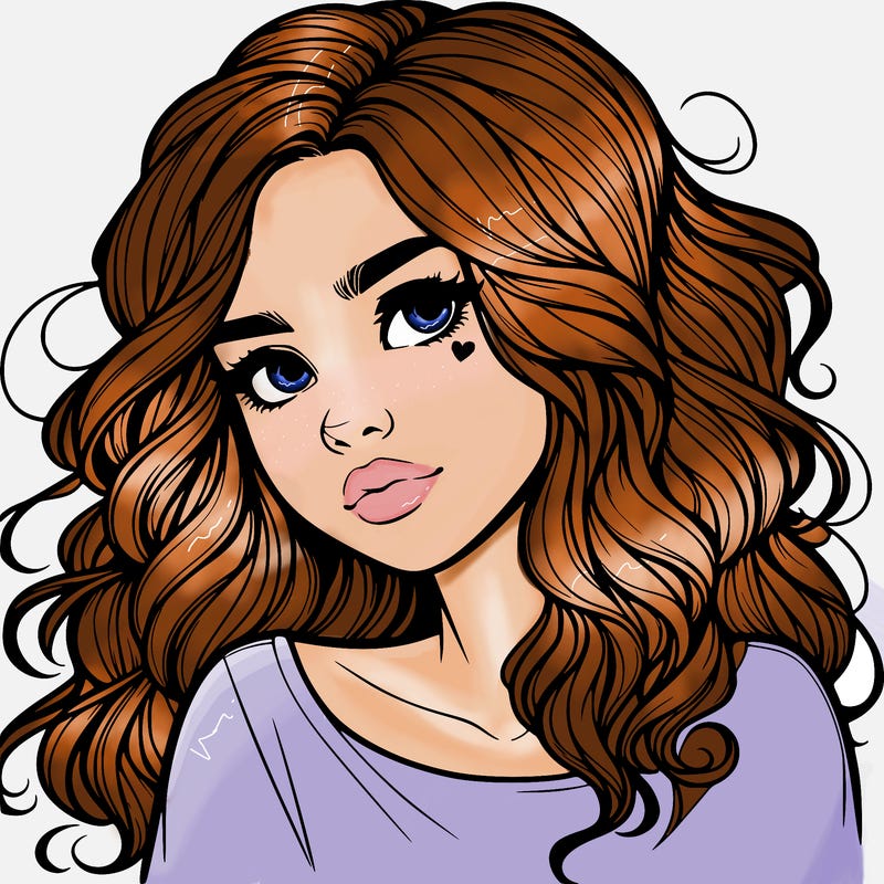 realistic girl with wavy hair on her hair