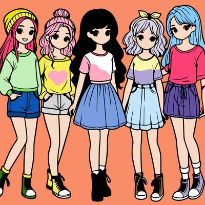 a group of five girls