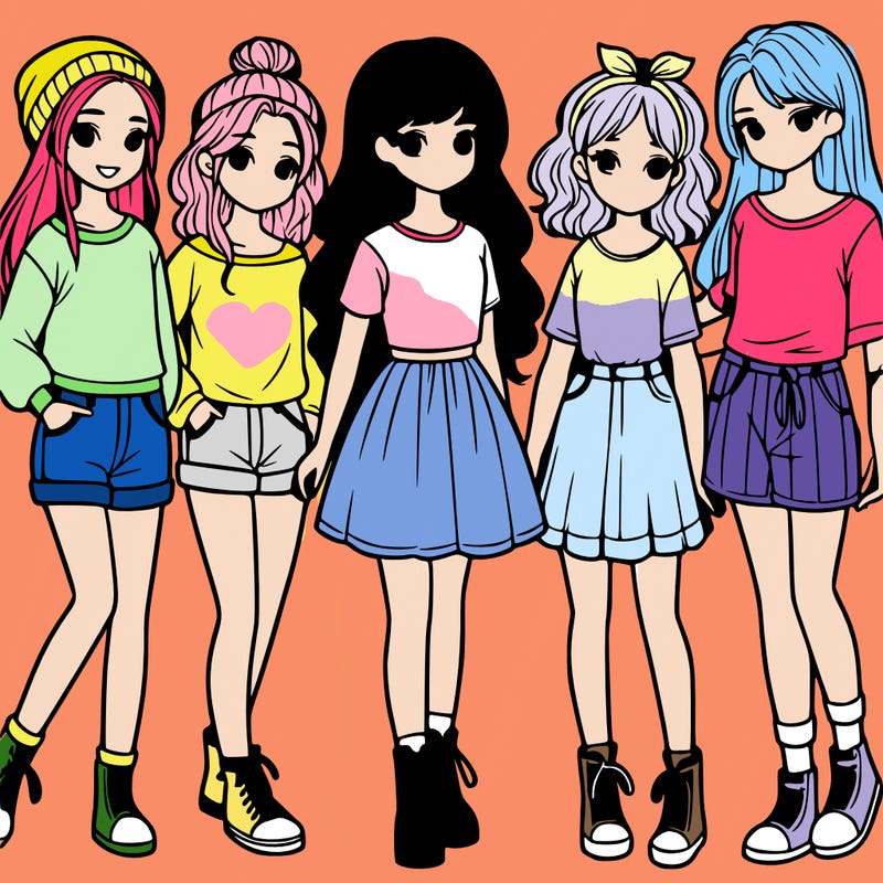 a group of five girls