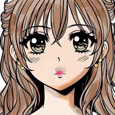beautiful manga girl with eyes, nose, lips