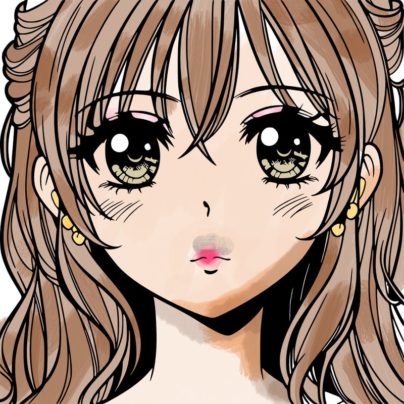 beautiful manga girl with eyes, nose, lips