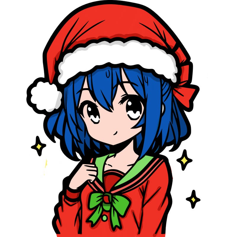 anime girl wearing a santa hat