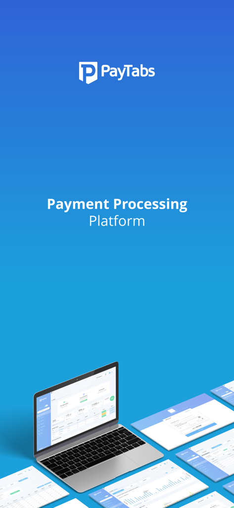 PayTabs - PayTabs payment processing platform dashboard on a laptop and floating mobile screens.
