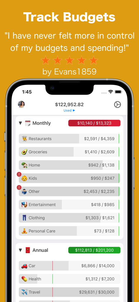 MoneyWiz 2026 Personal Finance - Interfaz de la aplicación MoneyWiz 2026 que muestra categorías de presupuesto mensual y barras de progreso para el seguimiento de gastos.