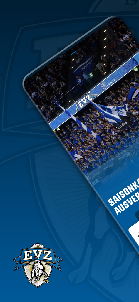 EVZ - Smartphone displaying EVZ hockey fans waving flags in the stadium.