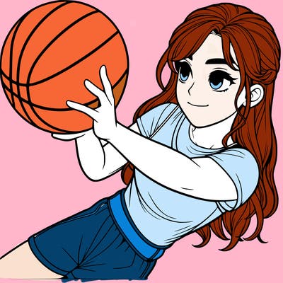 realistic girl playing basketball