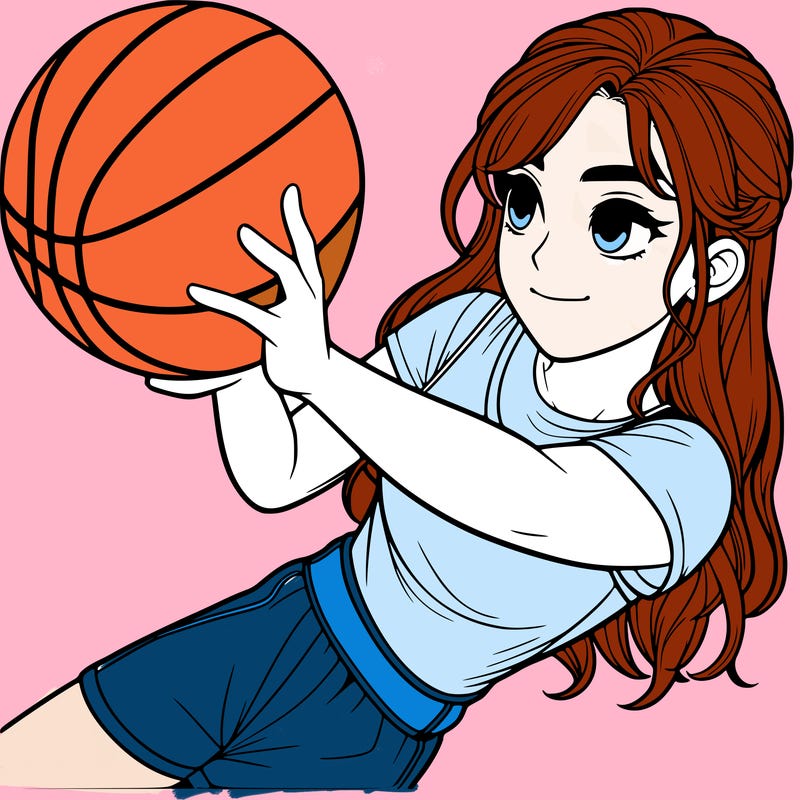 realistic girl playing basketball