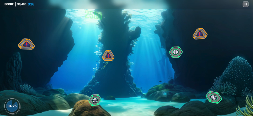 Brain Balance Cognitive App - Scena interattiva di allenamento cognitivo subacqueo dall'App Brain Balance