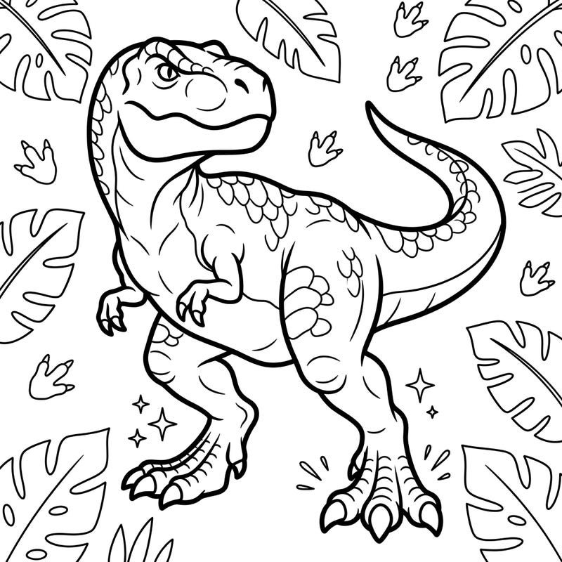 Bring the mighty T-Rex to life with this exciting coloring page designed especially for toddlers. Its thick lines and large areas make it perfect for little hands to explore colors and develop motor skills.