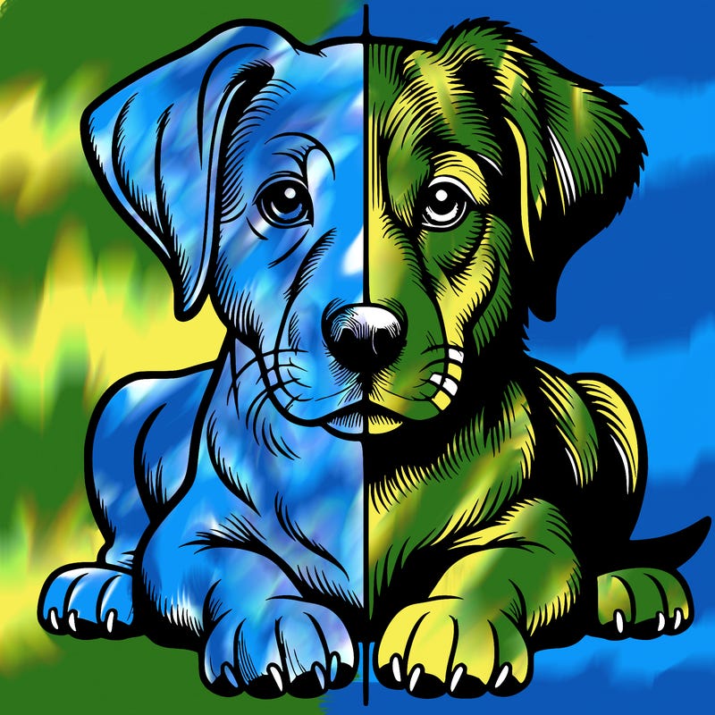 realistic dog split picture