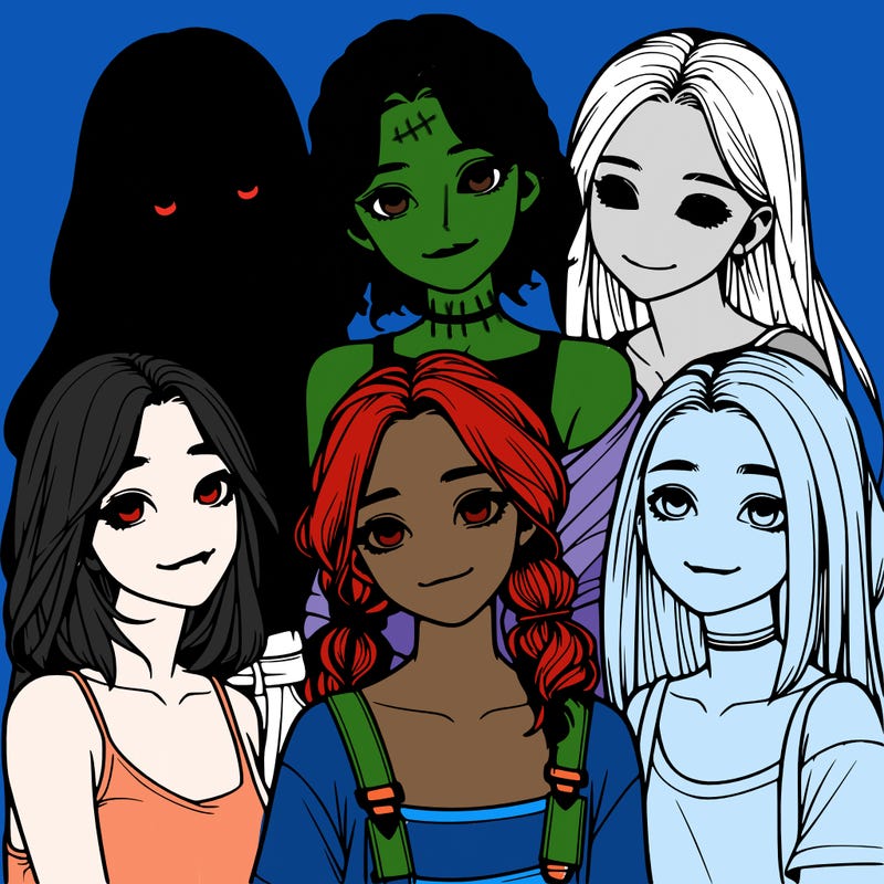 a group of girls realistic