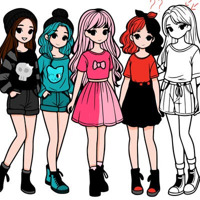 a group of five girls