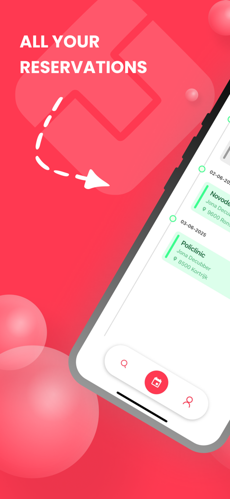 TurnUp World - Pantalla que muestra la lista de reservas de citas médicas en la aplicación TurnUp World