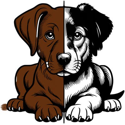 realistic dog split picture