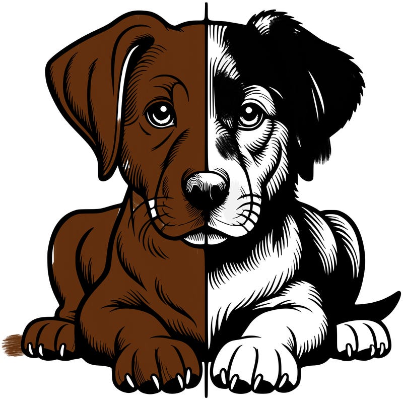 realistic dog split picture