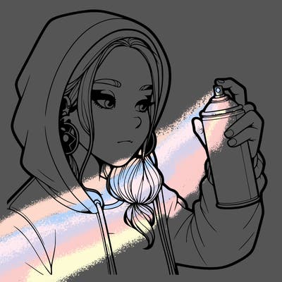 a realistic girl, spray painting