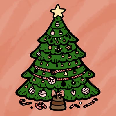 christmas tree with lots of details