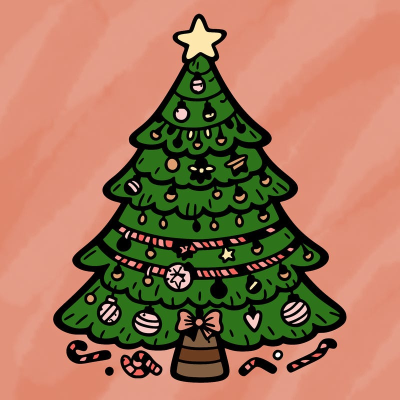 christmas tree with lots of details