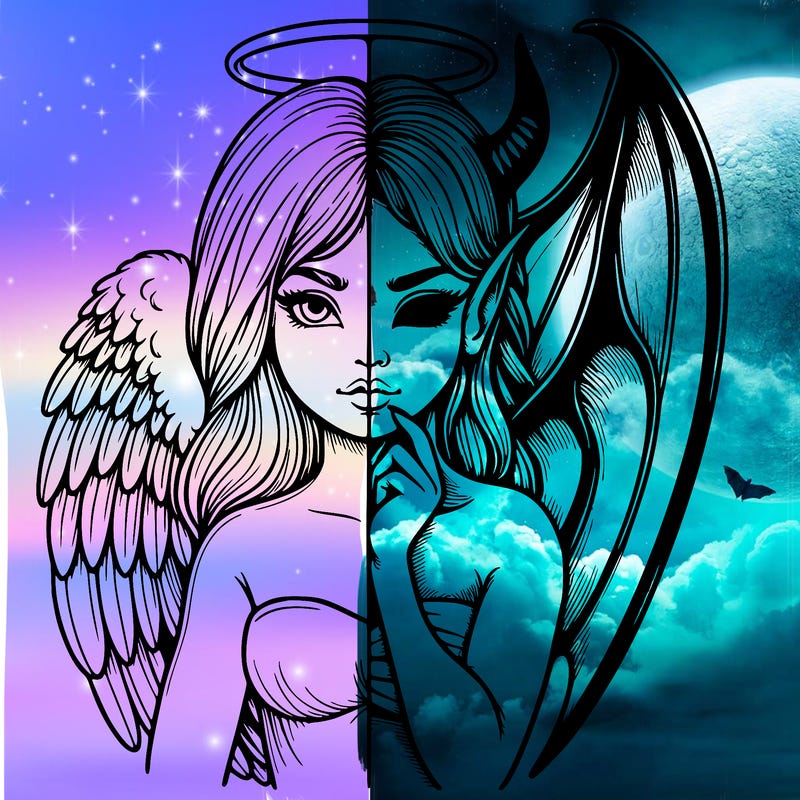 realistic angel half demon