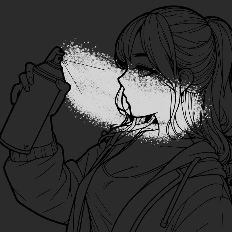 a realistic girl spray, painting