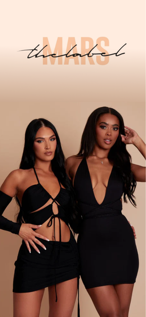 Mars The Label - Two women posing in trendy black party dresses from Mars The Label